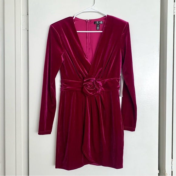 Aqua Velvet Rosette Bodycon Dress - Picture 2 of 13